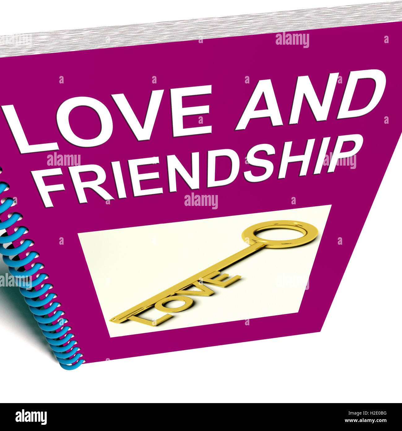 Liebe und Freundschaft Buch steht für Schlüssel und Beratung für Freunde Stockfoto