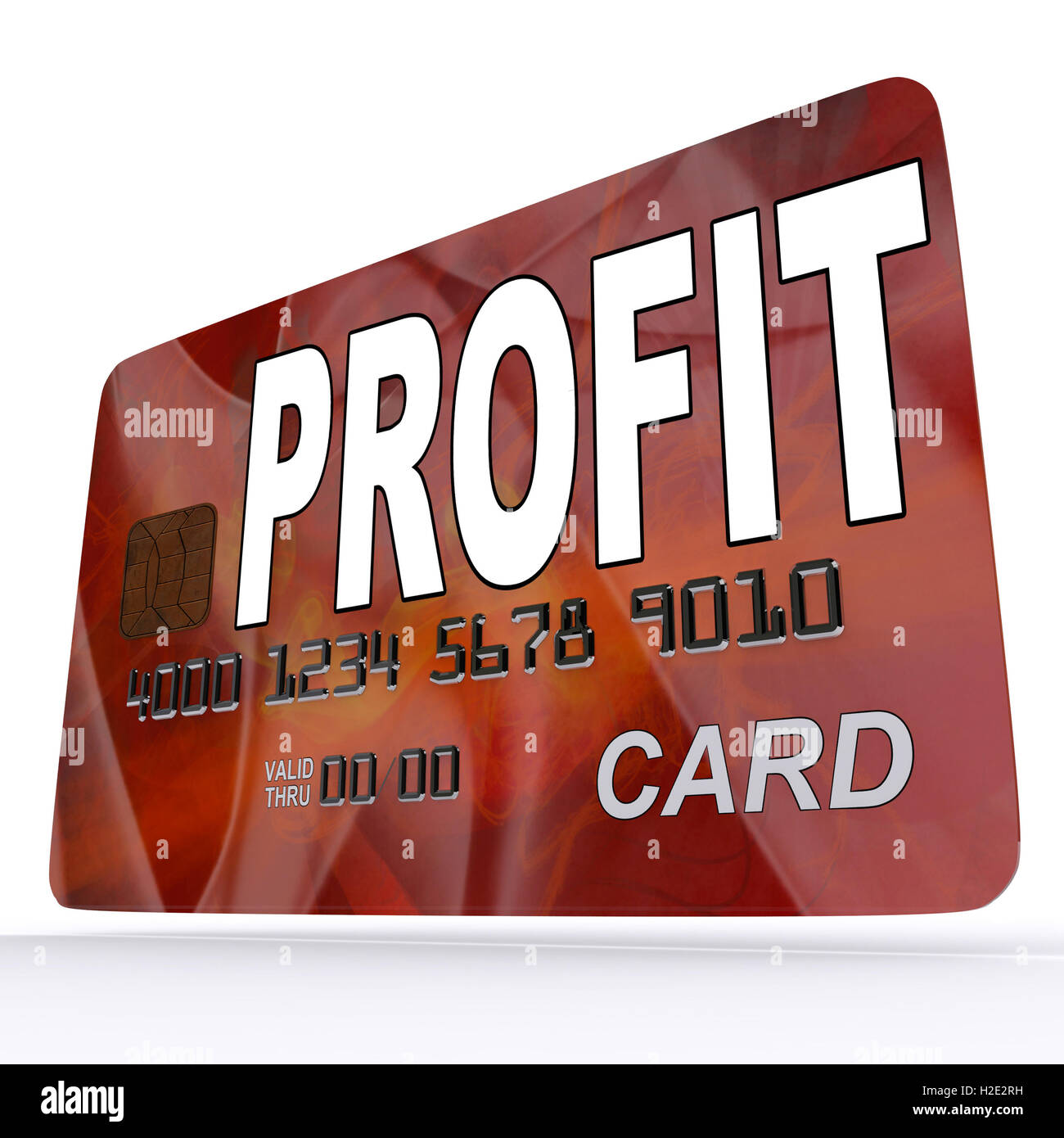 Gewinn auf Kredit Debit Karte zeigt Geld verdienen Stockfoto