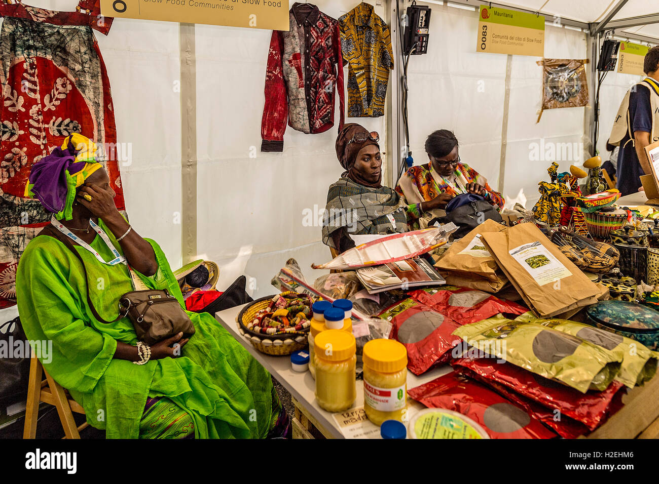 Italien Piemont Turin "Terra Madre - Salone del Gusto 2016' Afrika Stand Stockfoto