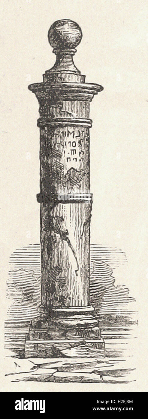RÖMISCHER Meilenstein - aus "Cassell es illustrierte Universal-Historie - 1882 Stockfoto