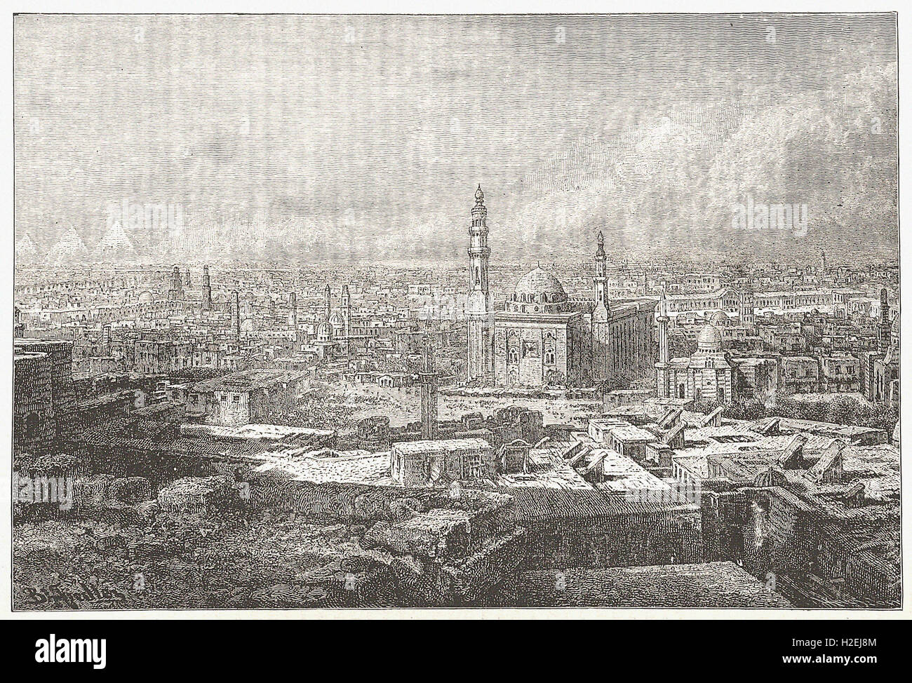 Gesamtansicht von Kairo - aus "Cassell es illustrierte Universal-Historie - 1882 Stockfoto