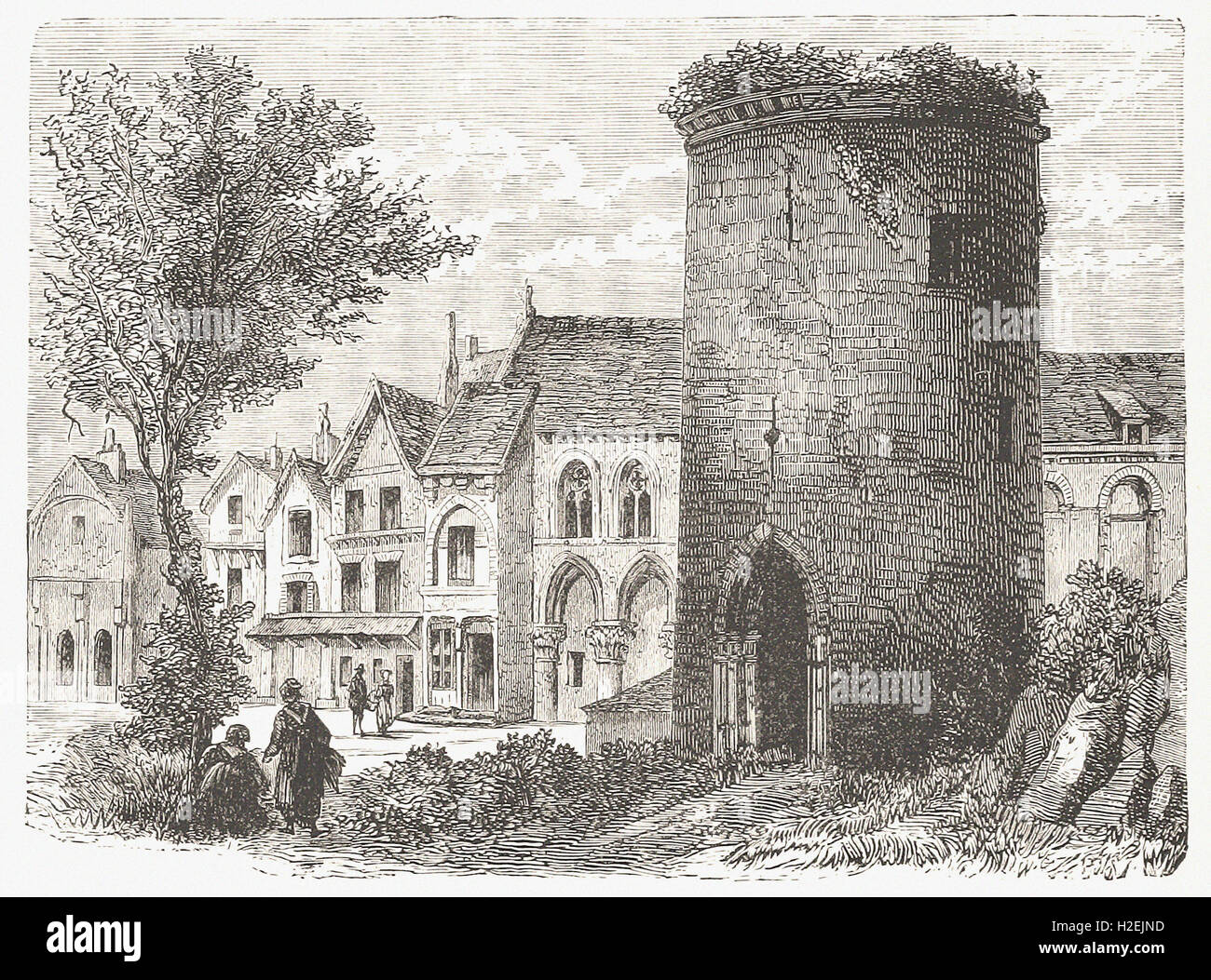 DER TURM VON LOUIS D' OUTREMER IN LAON (ZERSTÖRT IM JAHRE 1831). -von "Illustrated Cassell es Universalgeschichte" - 1882 Stockfoto