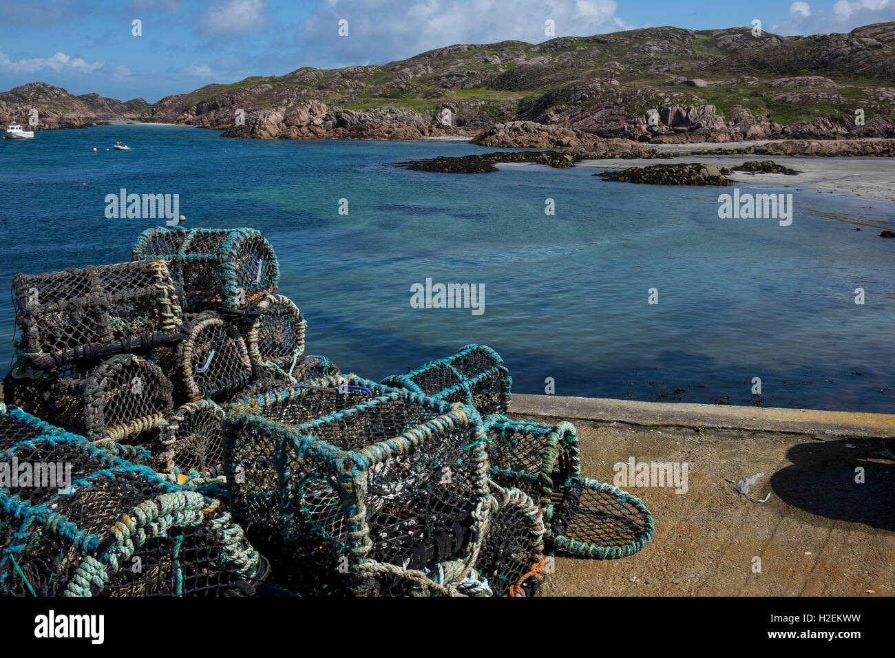 Hummer-Netze bei Fionnphort, Isle of Mull, Argyle, westlichen Schottland, Vereinigtes Königreich Stockfoto
