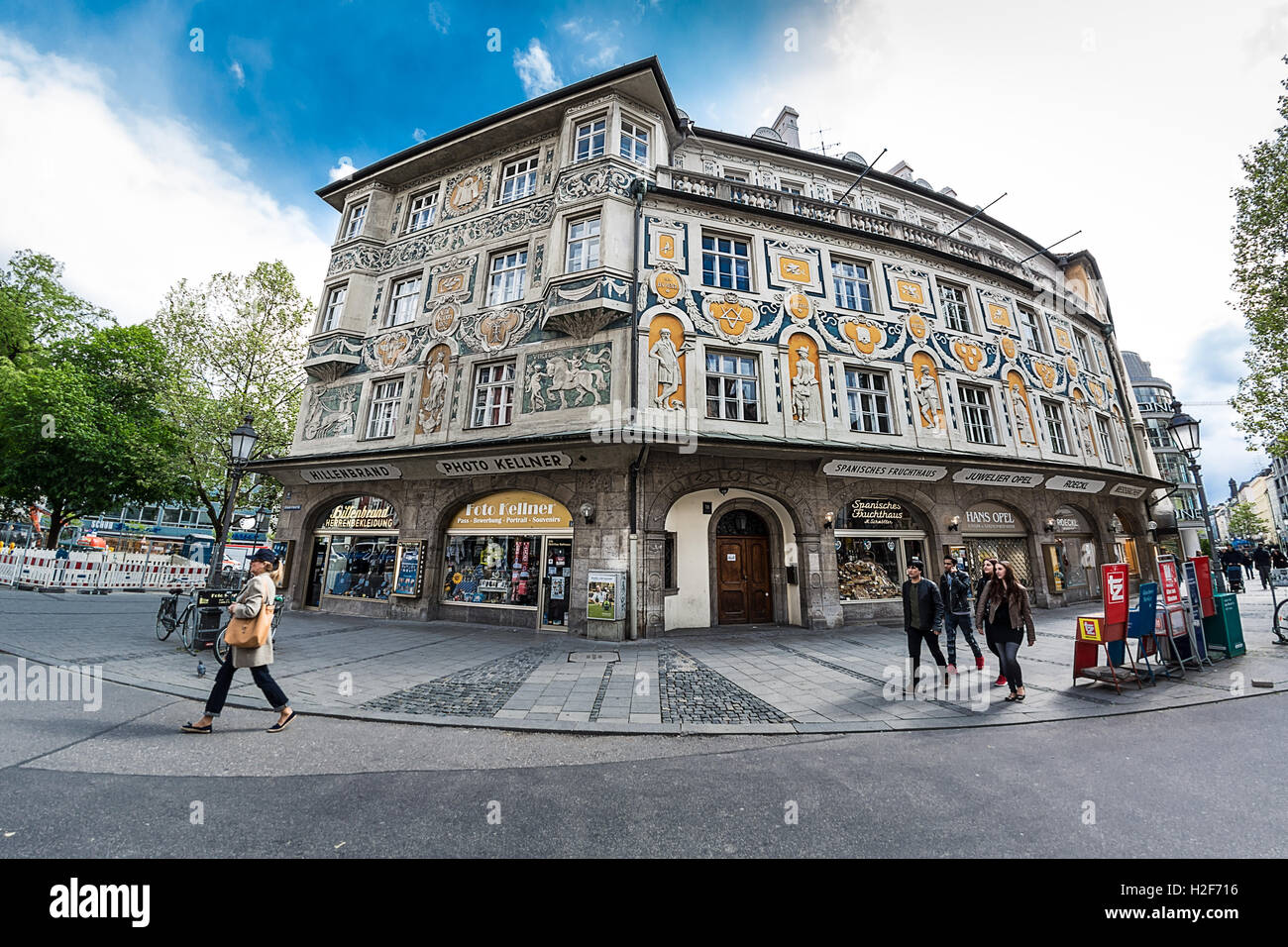 München, Deutschland - 15. Mai 2016: Das Gebäude, gelegen am Rindermarkt Straße, aussehen. Stockfoto