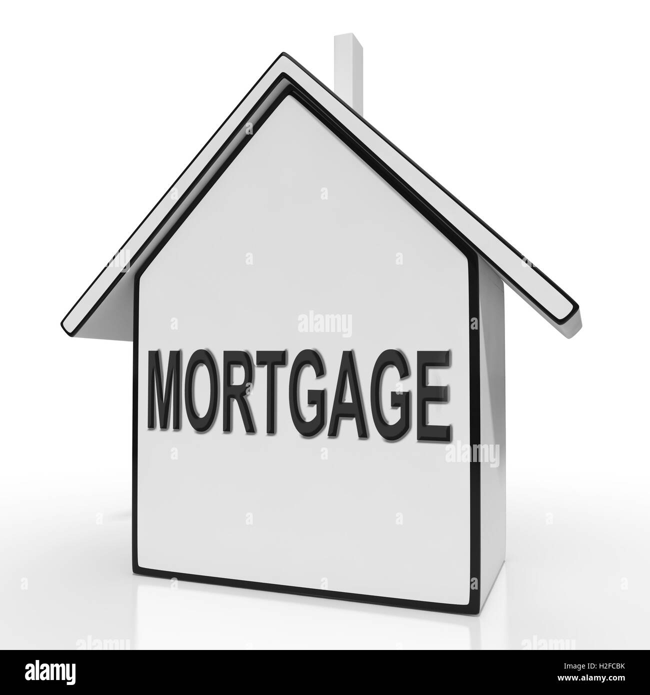Hypothek Haus zeigt Immobiliendarlehen und Rückzahlungen Stockfoto