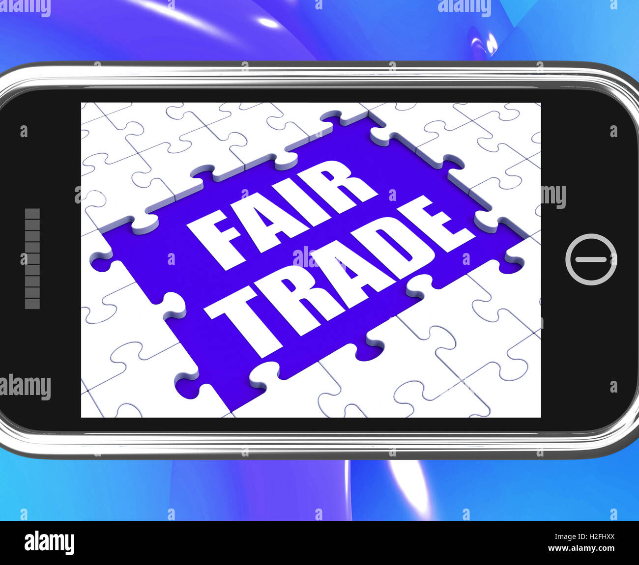Fair-Trade Tablet bedeutet Shop oder Fairtrade-Produkte kaufen Stockfoto