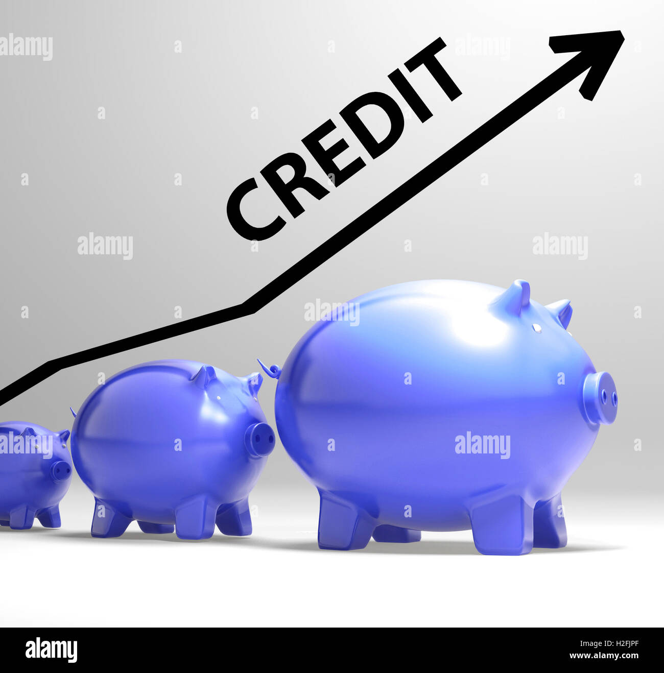 Kredit-Pfeil bedeutet Darlehen Schulden und Rückzahlungen Stockfoto