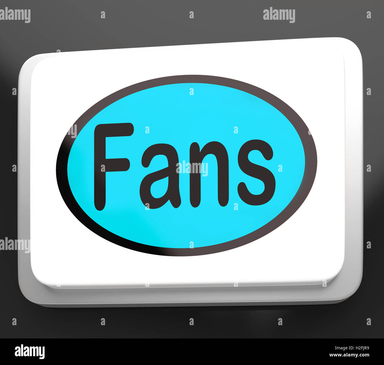 Schaltfläche "Fans" zeigt Anhänger oder Internet-Fan Stockfoto
