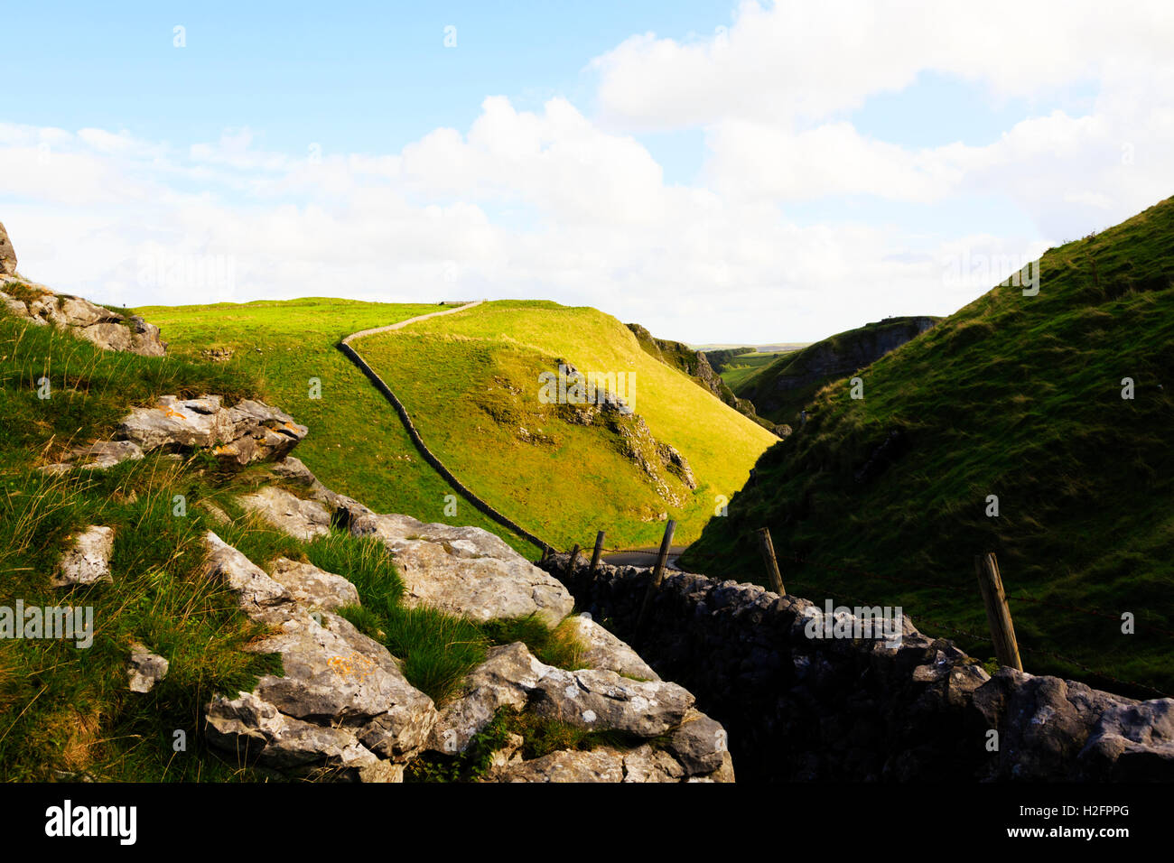 Winnats Pass, High Peak, Peak District National Paek, Derbyshire, England, UK Stockfoto