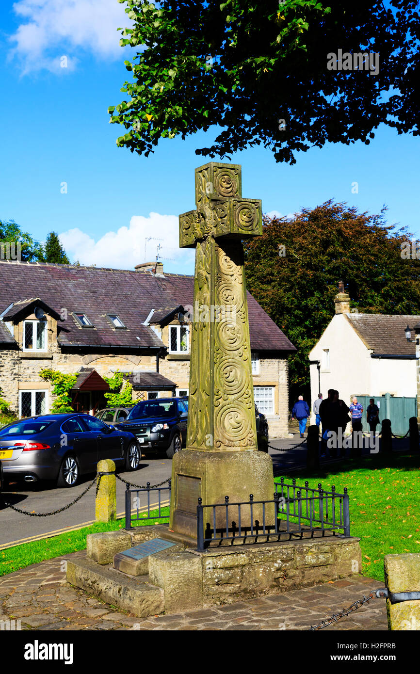 Market Cross, Castleton, High Peak, Peak District National Paek, Derbyshire, England, Vereinigtes Königreich Stockfoto