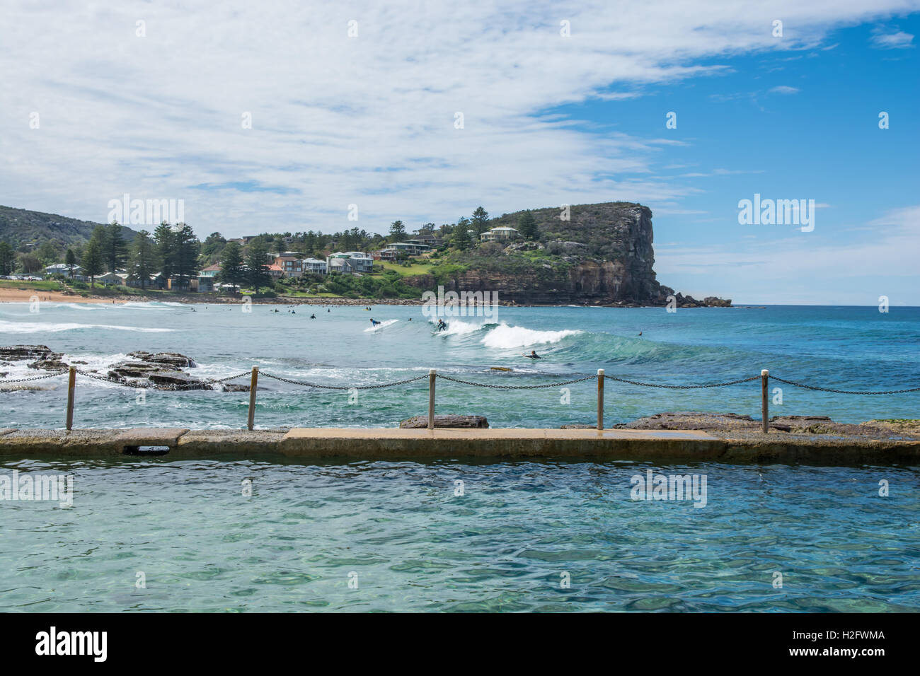 Avalon Beach und Gezeitentümpel NSW Australia. Stockfoto