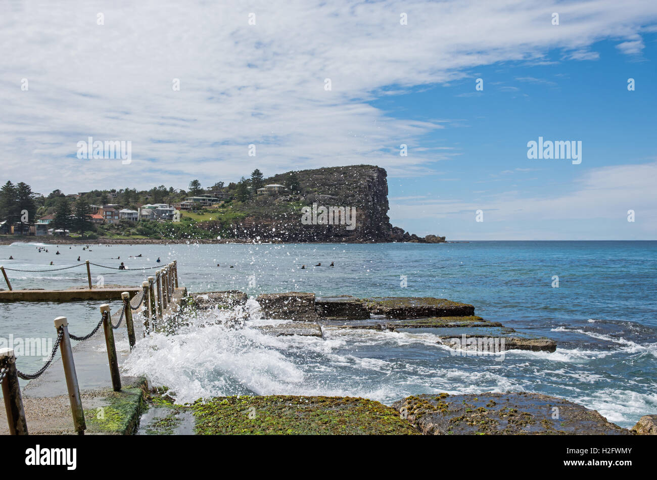 Avalon Beach und Gezeitentümpel NSW Australia. Stockfoto