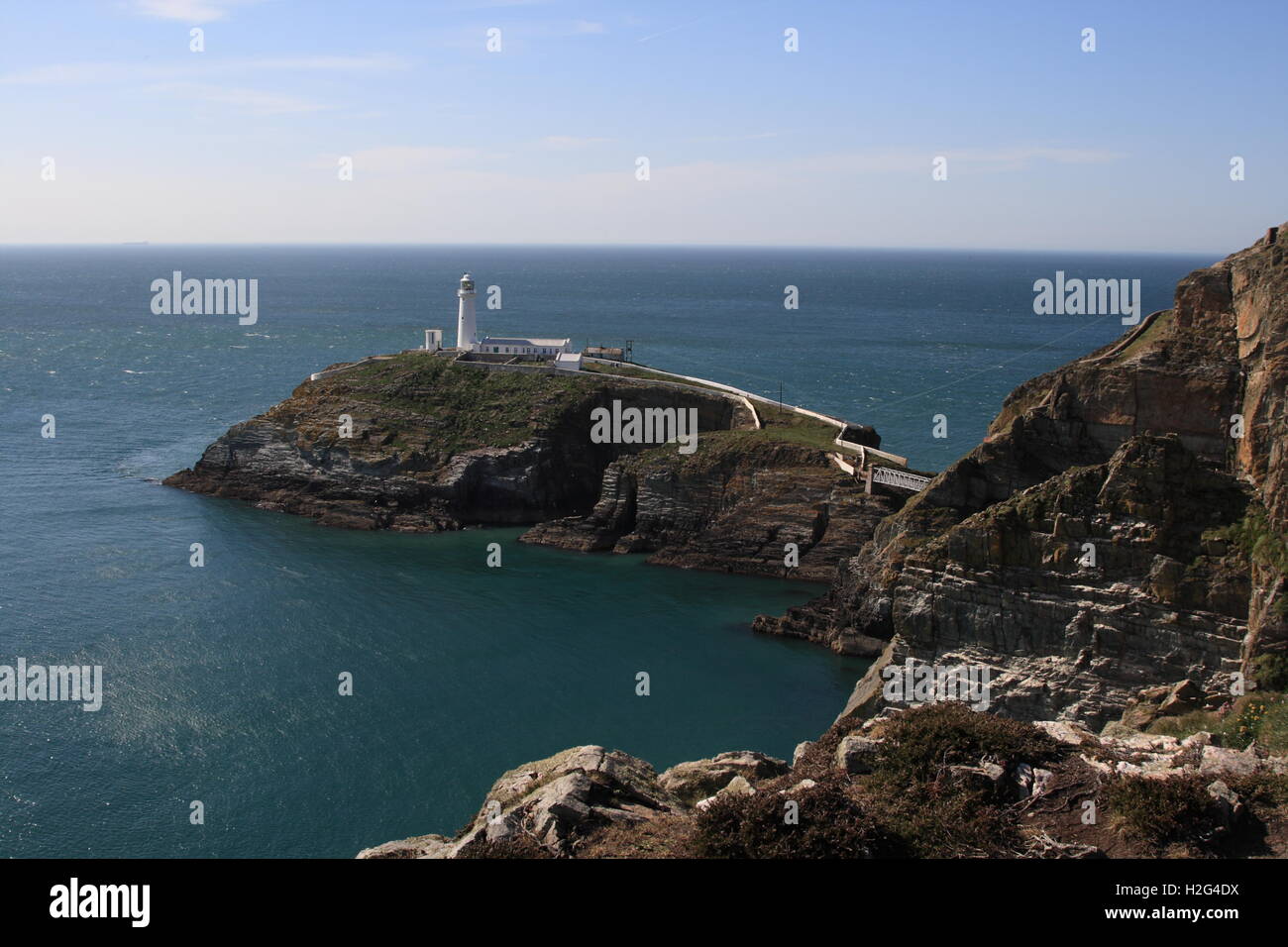 South Stack Leuchtturm auf Anglesey, Wales Stockfoto