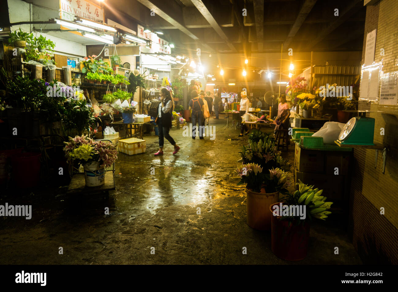 ein Blumenmarkt in Tsim Sha Tsui, Hongkong Stockfoto
