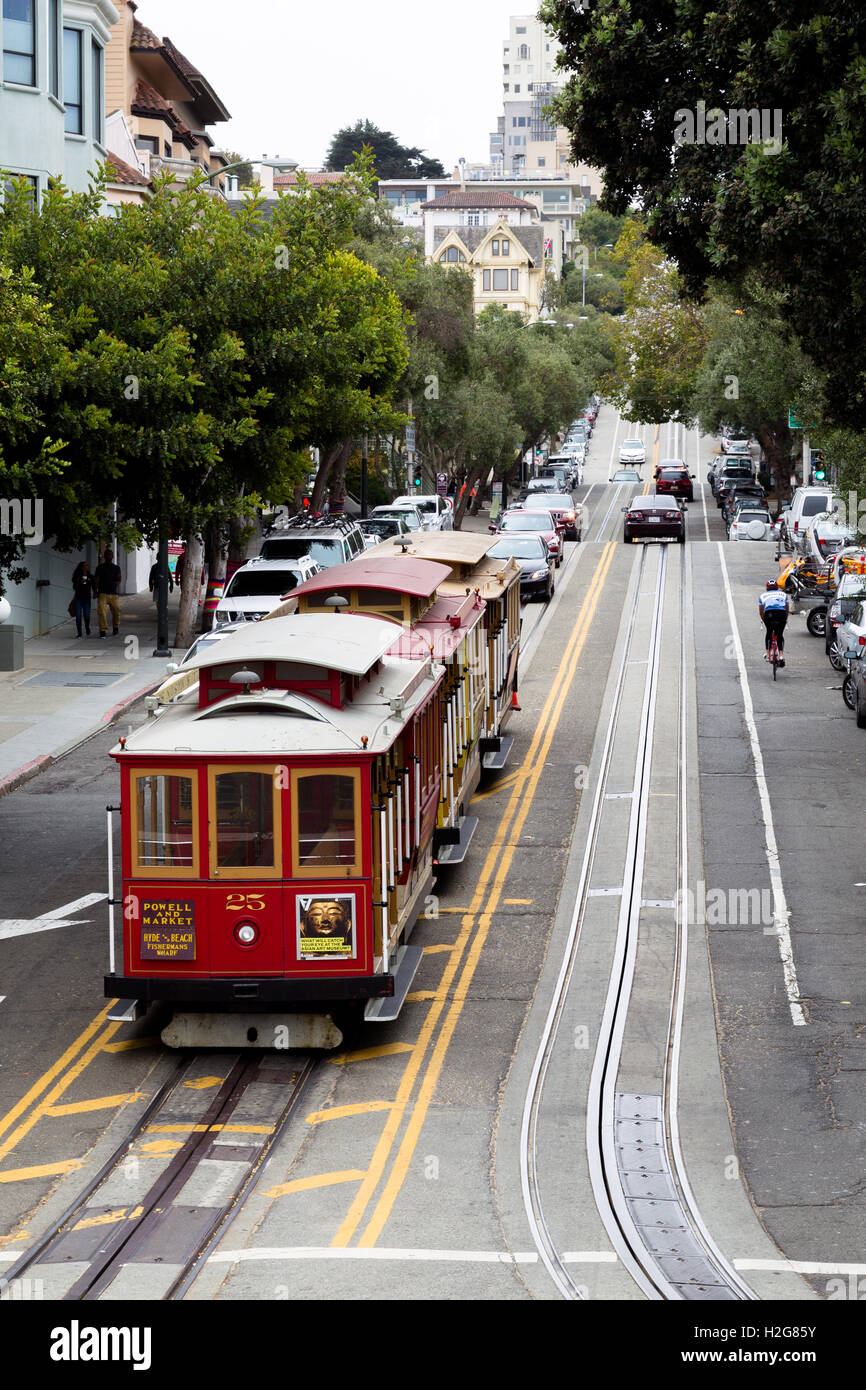 Cable Car an der Hyde Street in San Francisco, Kalifornien, USA. Stockfoto