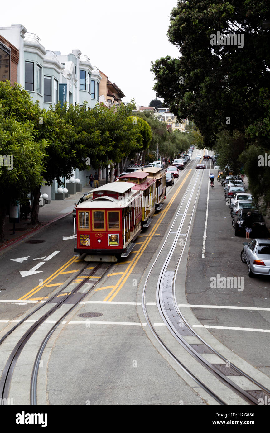 Cable Car an der Hyde Street in San Francisco, Kalifornien, USA. Stockfoto