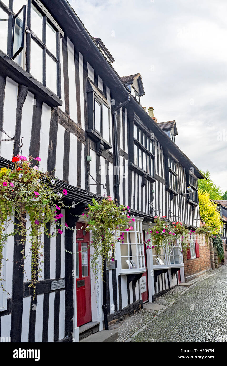 Church Lane in historischen ländlichen Stadt von Ledbury, Herefordshire, England, Großbritannien Stockfoto
