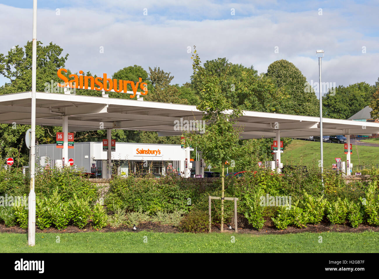 Ein Sainsbury Tankstelle, England, UK Stockfoto