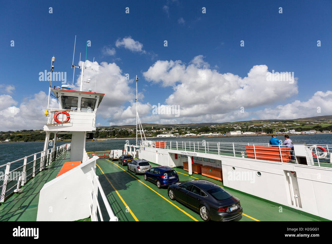 In Greencastle in grenzüberschreitenden Foyle Greencastle Magilligan Point Ferry, County Antrim, Irland Stockfoto
