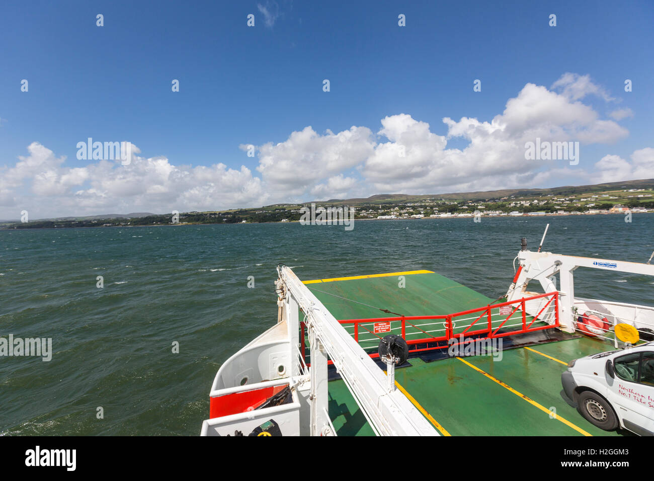 In Greencastle in grenzüberschreitenden Foyle Greencastle Magilligan Point Ferry, County Antrim, Irland Stockfoto