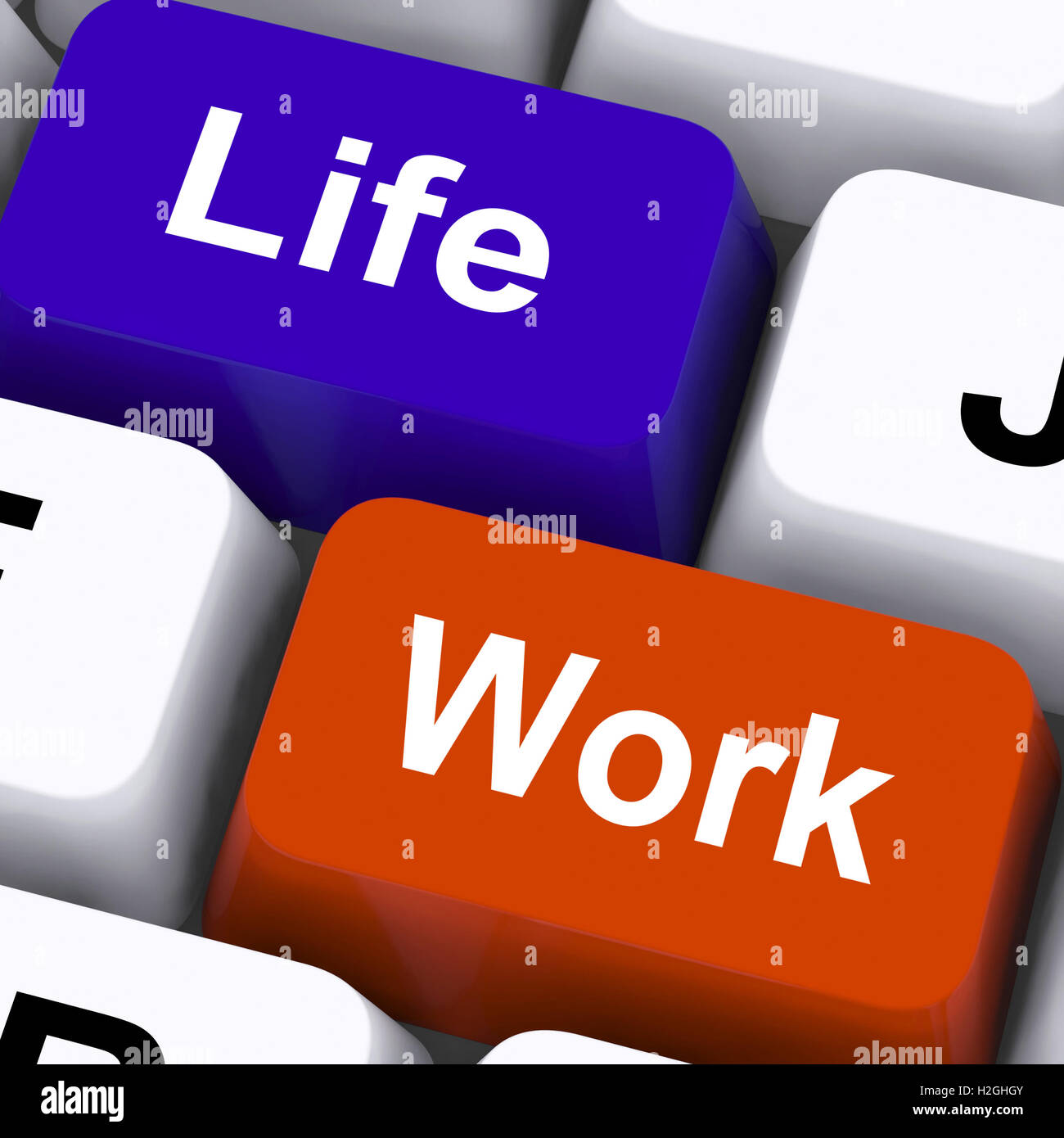 Lebenswerk Tasten Show Balance zwischen Job und Freizeit Stockfoto