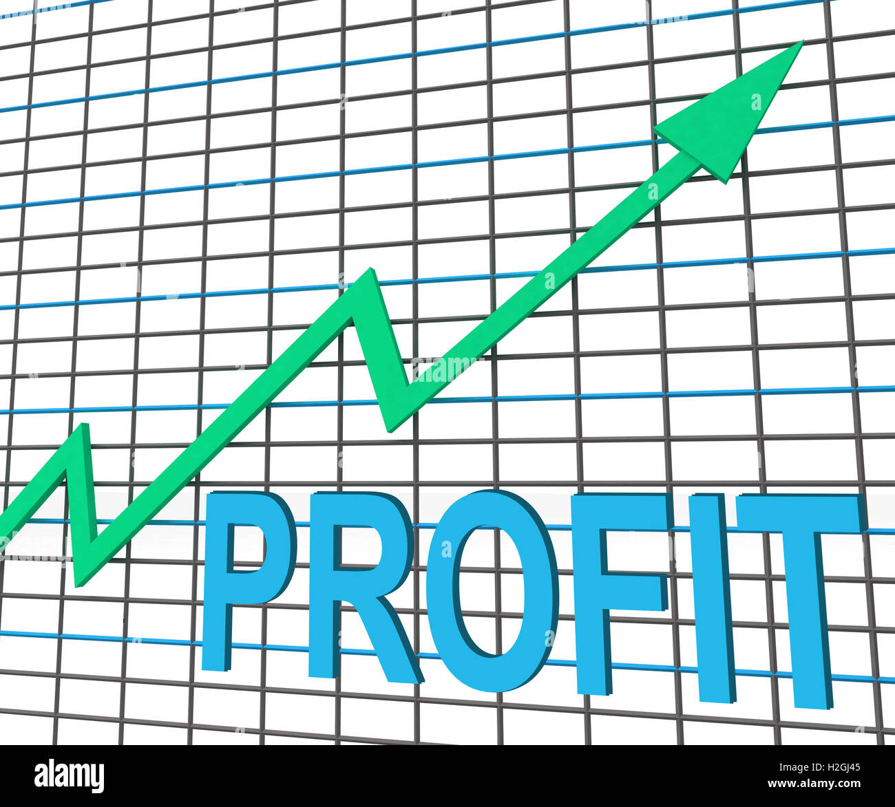 Profit Chart Diagramm zeigt Anstieg Cash Reichtum Einnahmen Stockfoto