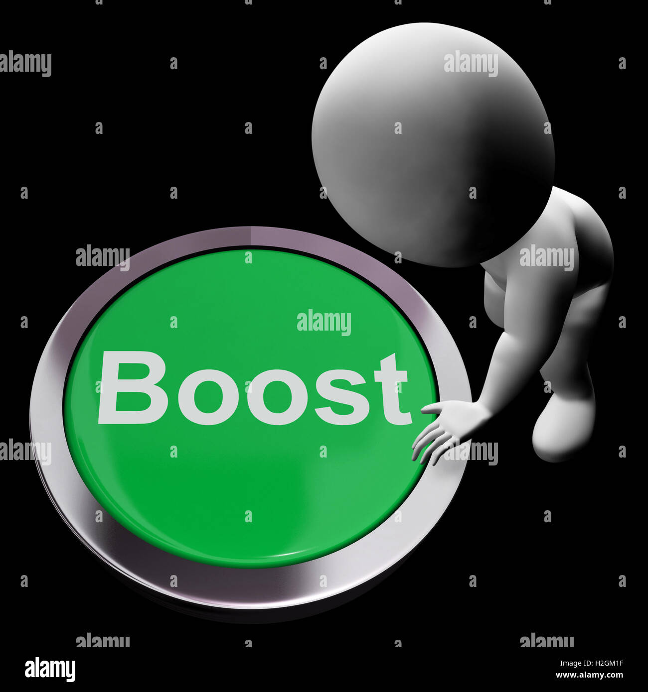 Boost-Taste bedeutet Verbesserung Aktualisierung oder Erweiterung Stockfoto