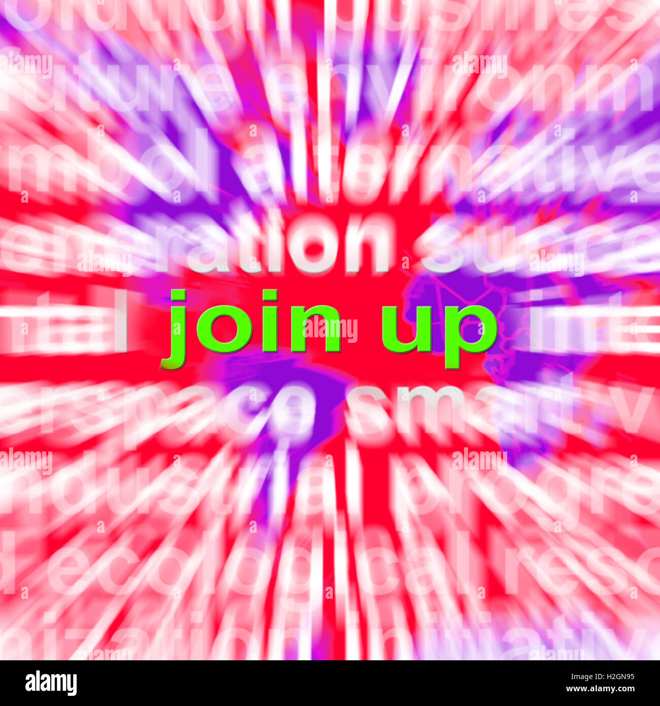 Join Up Wortwolke zeigt Beitritt Mitgliedschaft registrieren Stockfoto