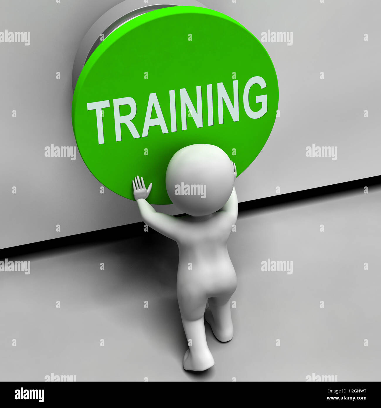 Schaltfläche "Training" bedeutet Bildung Induktion oder Seminar Stockfoto