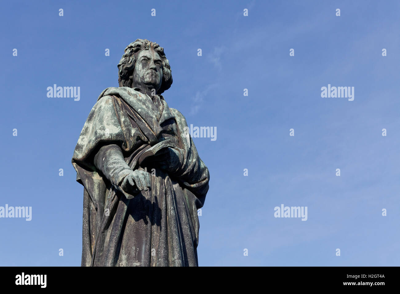 Beethoven-Denkmals auf dem Münsterplatz, Bronze-Skulptur, Bonn, Rheinland, Nordrhein-Westfalen, Deutschland Stockfoto