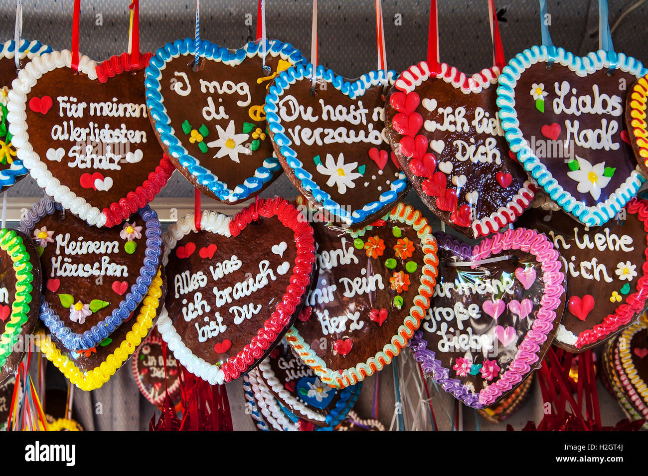 Lebkuchenherzen, Lebkuchen, Auer Dult, München, Bayern, Deutschland 