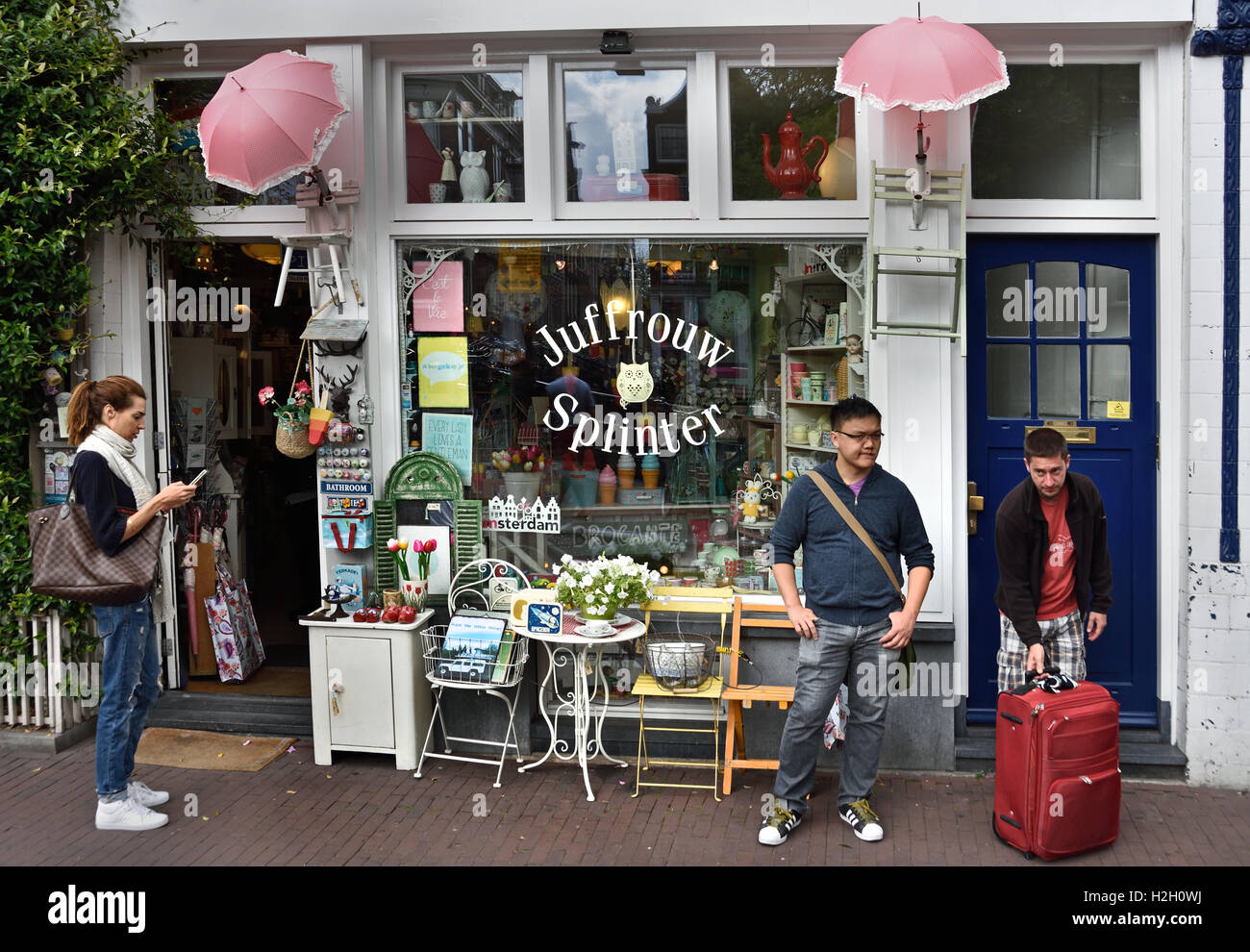 Juffrouw Splinter Swap Basar Prinsengracht Jordaan Amsterdam Niederlande (chinesische asiatische Airbnb Tourist) Stockfoto