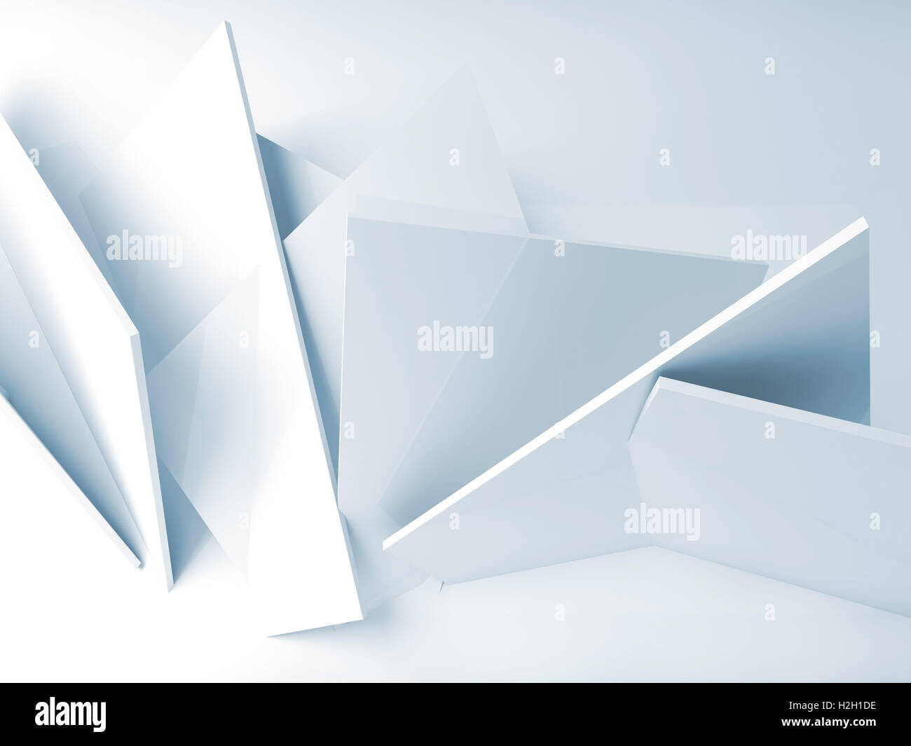 Abstrakte digitale Hintergrund, Installation von chaotischen quadratischen Blatt. Blau getönten 3d Illustration, Computergrafik Stockfoto