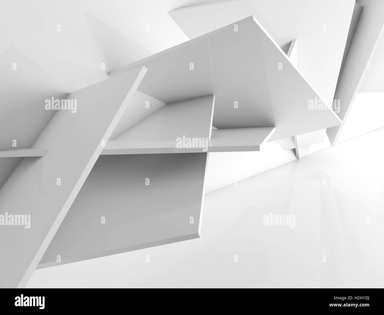 Abstrakte digitale Hintergrund, Installation von chaotischen quadratischen Blöcken. 3D Illustration, Computergrafik Stockfoto