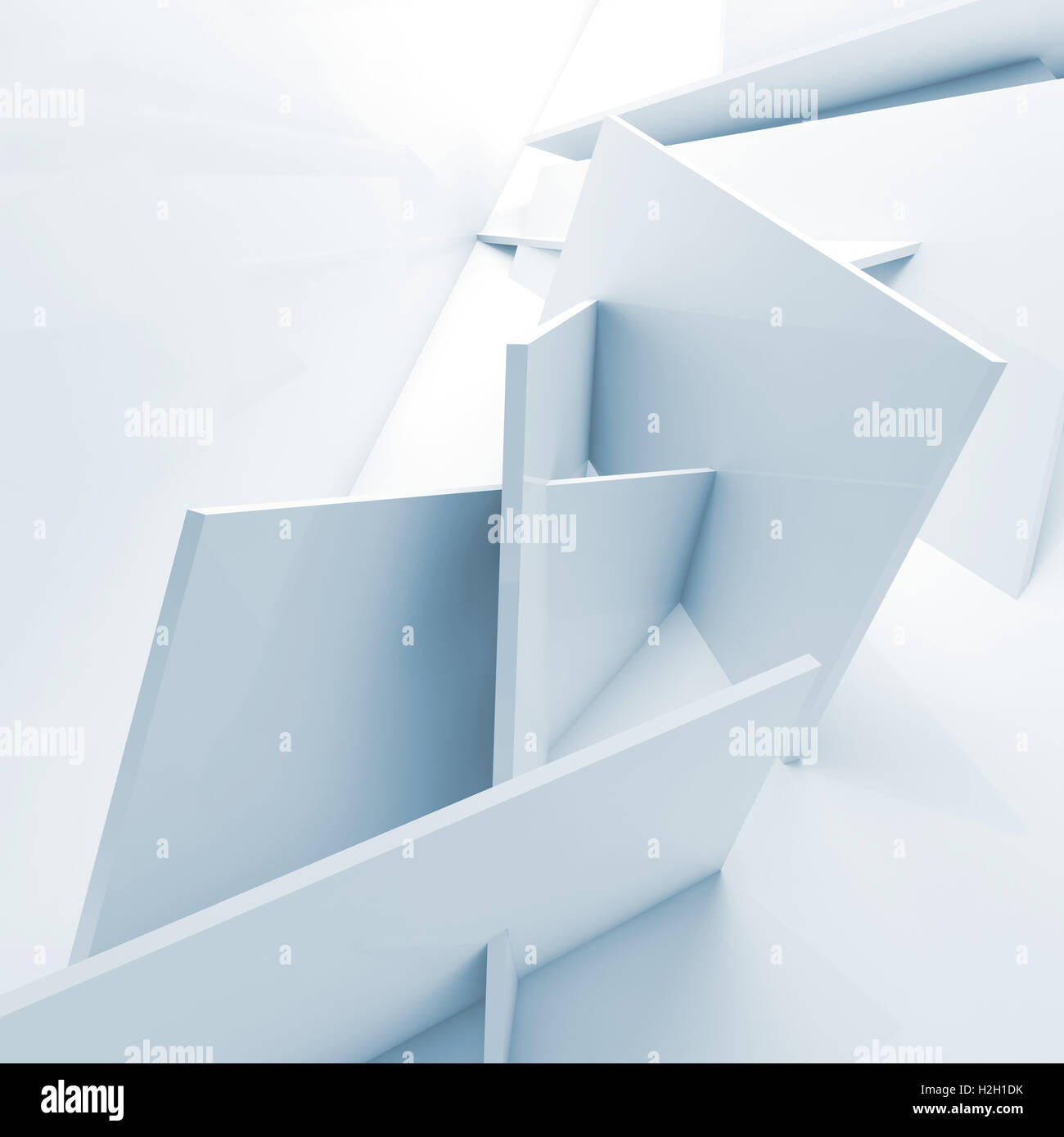 Abstrakte digitale Hintergrund, Installation von quadratischen Blöcken. Blau getönten 3d Illustration, Computergrafik Stockfoto