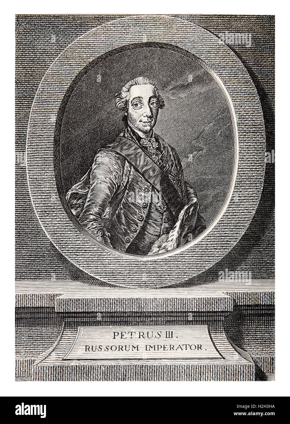 Vintage Gravur Porträt von Peter III Kaiser von Rußland für sechs Monate im Jahr 1762 Stockfoto