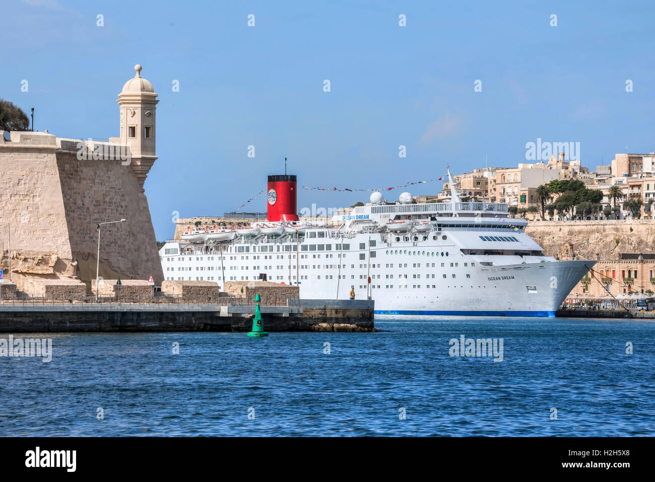 Drei Städte, Kreuzfahrtschiff, Valletta, Malta Stockfoto