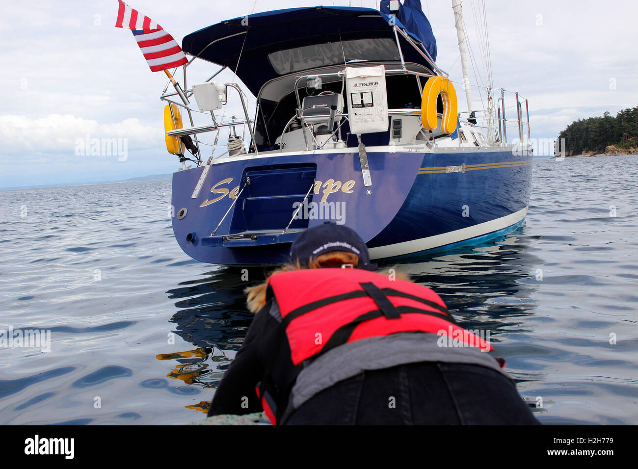 Krustenbildung Segelboot Sucia Insel San Juan Islands Washington State USA Pacific Coast Stockfoto