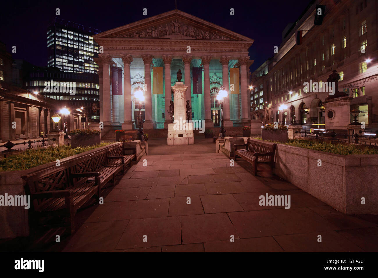 Bank von England in der Nacht, City of London, England, Großbritannien Stockfoto
