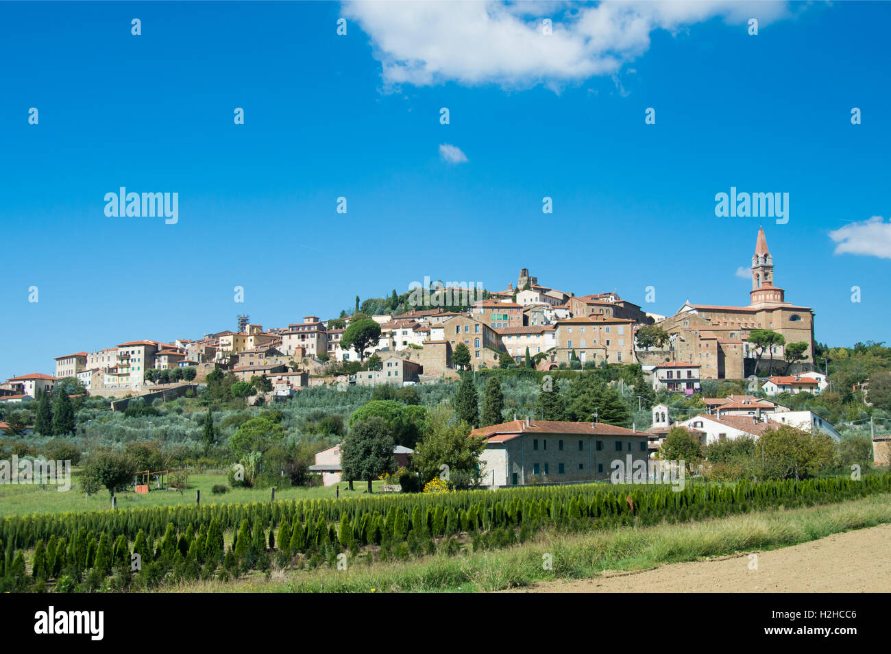 Die Stadtmauer von Castiglion Fiorentino in der Toskana, Reisen in Italien Stockfoto