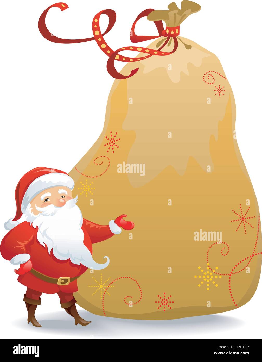 Santa Claus mit riesigen sack Stock Vektor