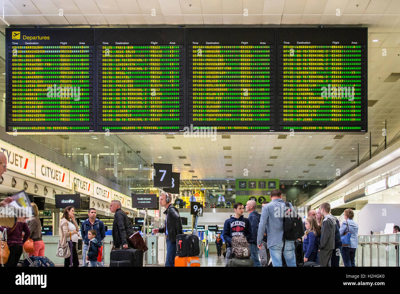 Liste Abflug an Bord Flughafen dublin Stockfoto