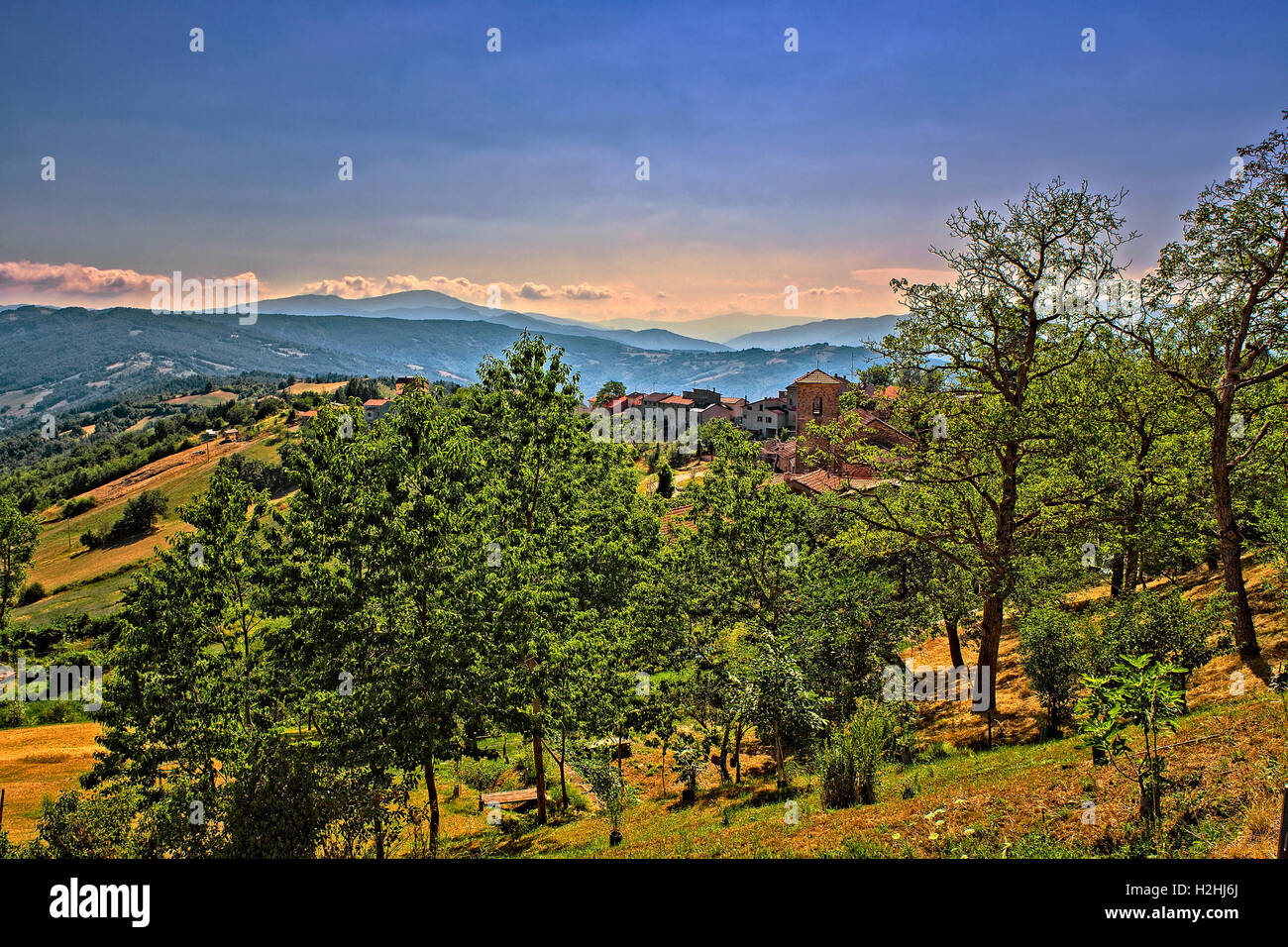 Italien Emilia Romagna Francigena Weg - Cassio-Panorama Stockfoto