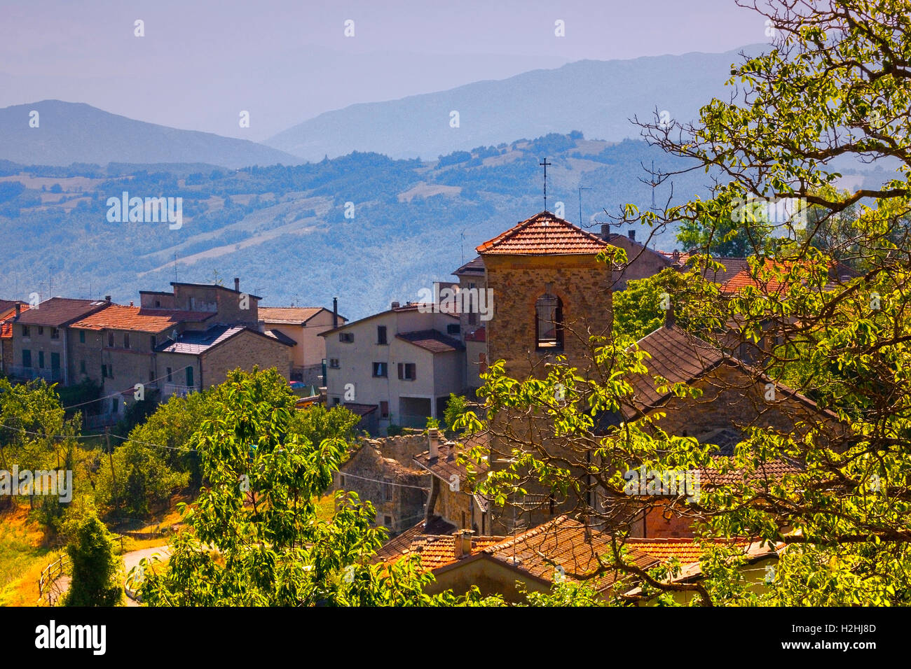 Italien Emilia Romagna Francigena Weg - Cassio-Panorama Stockfoto
