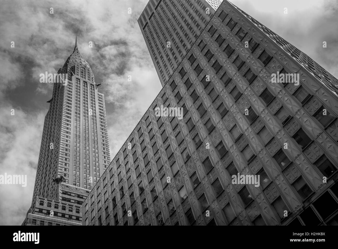 Architekturfotografie. New York-Gebäude, schwarz-weiß-Fotografie. Stockfoto