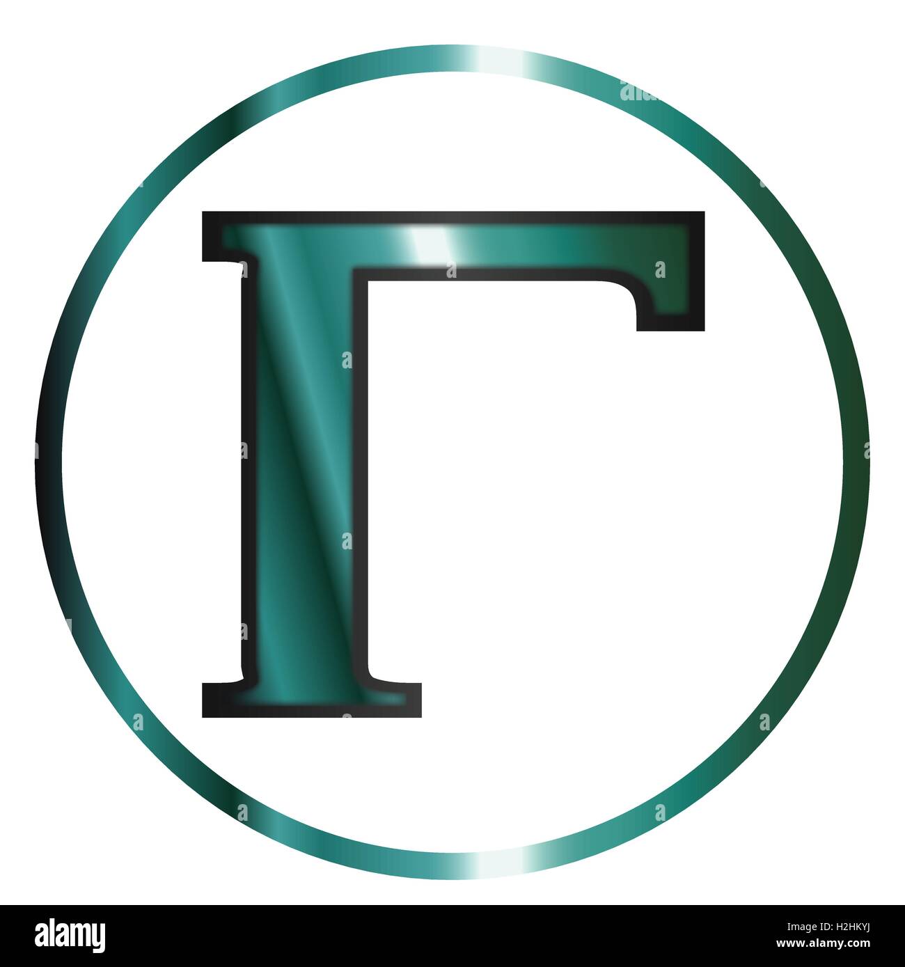 Gamma ein Brief aus dem griechischen Alphabet über einen weißen Hintergrund isoliert. Stock Vektor