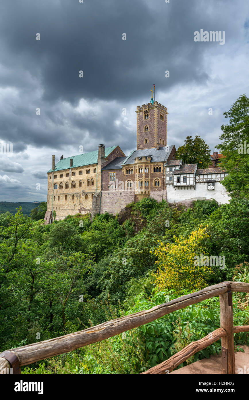 Die Wartburg, wo Martin Luther arbeitete an der Übersetzung des neuen Testaments in Deutsch, Eisenach, Thüringen, Deutschland Stockfoto