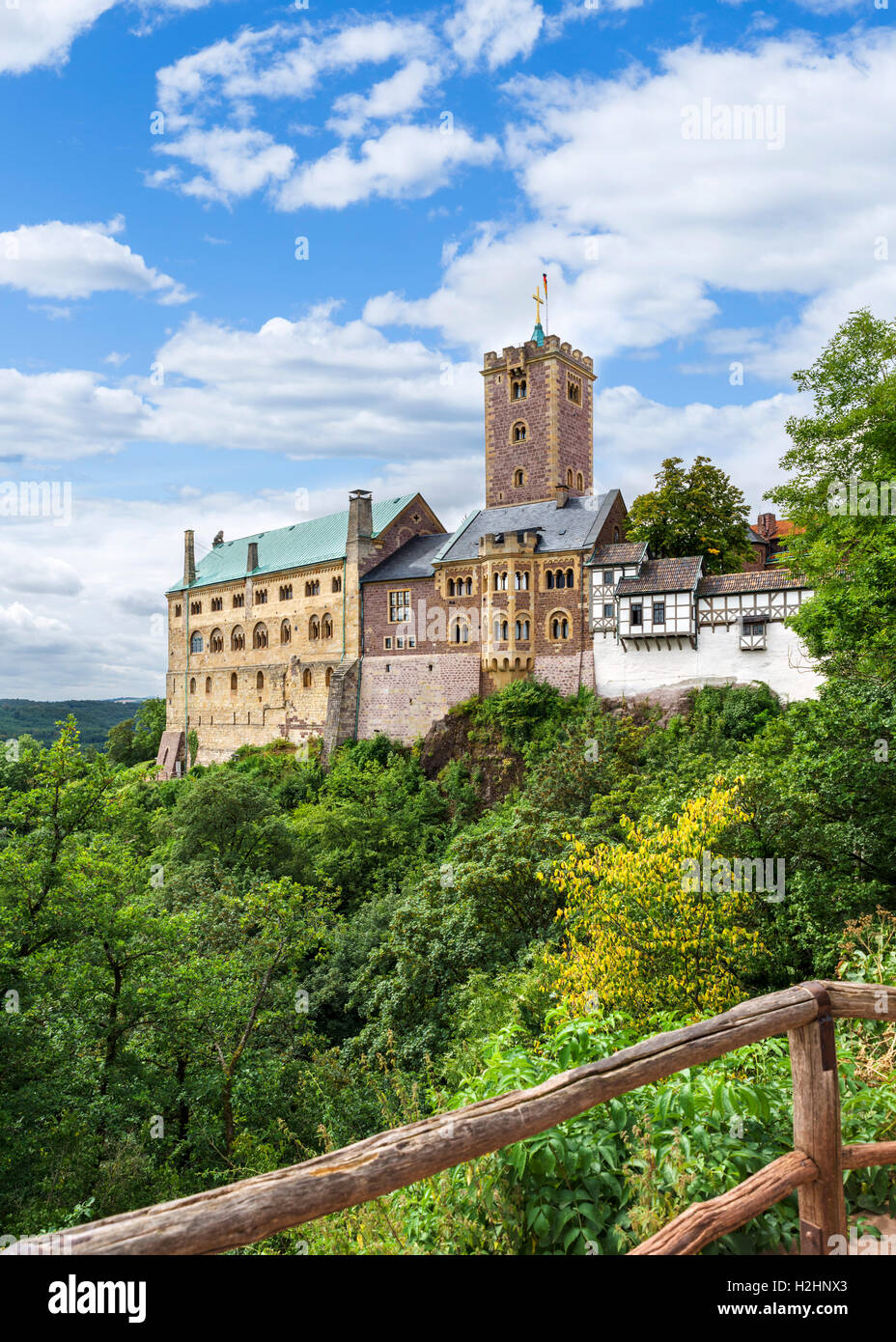 Die Wartburg, wo Martin Luther arbeitete an der Übersetzung des neuen Testaments in Deutsch, Eisenach, Thüringen, Deutschland Stockfoto