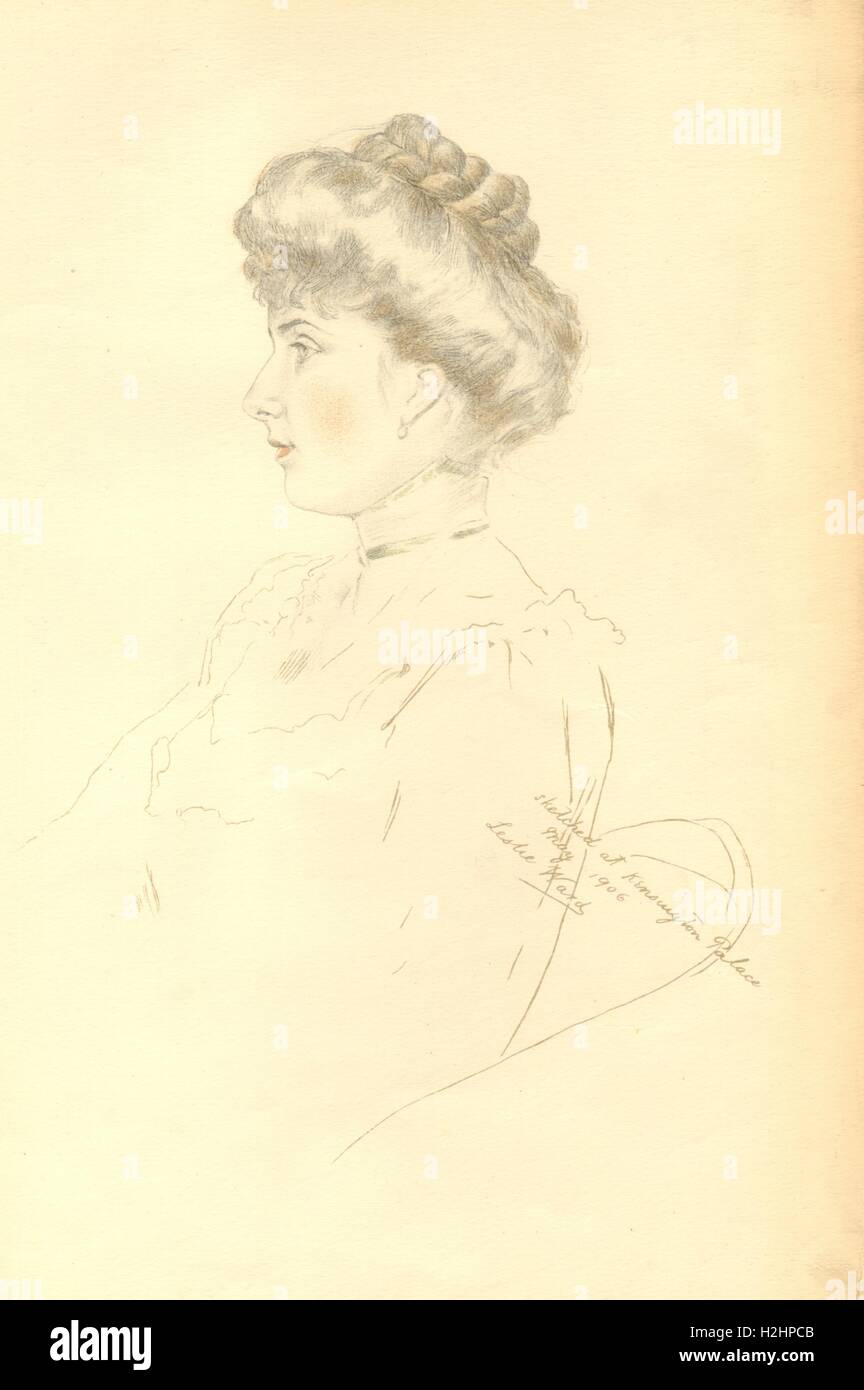 VANITY FAIR SPION CARTOON. Victoria Eugenie von Battenberg. Königin von Spanien. 1906 Stockfoto