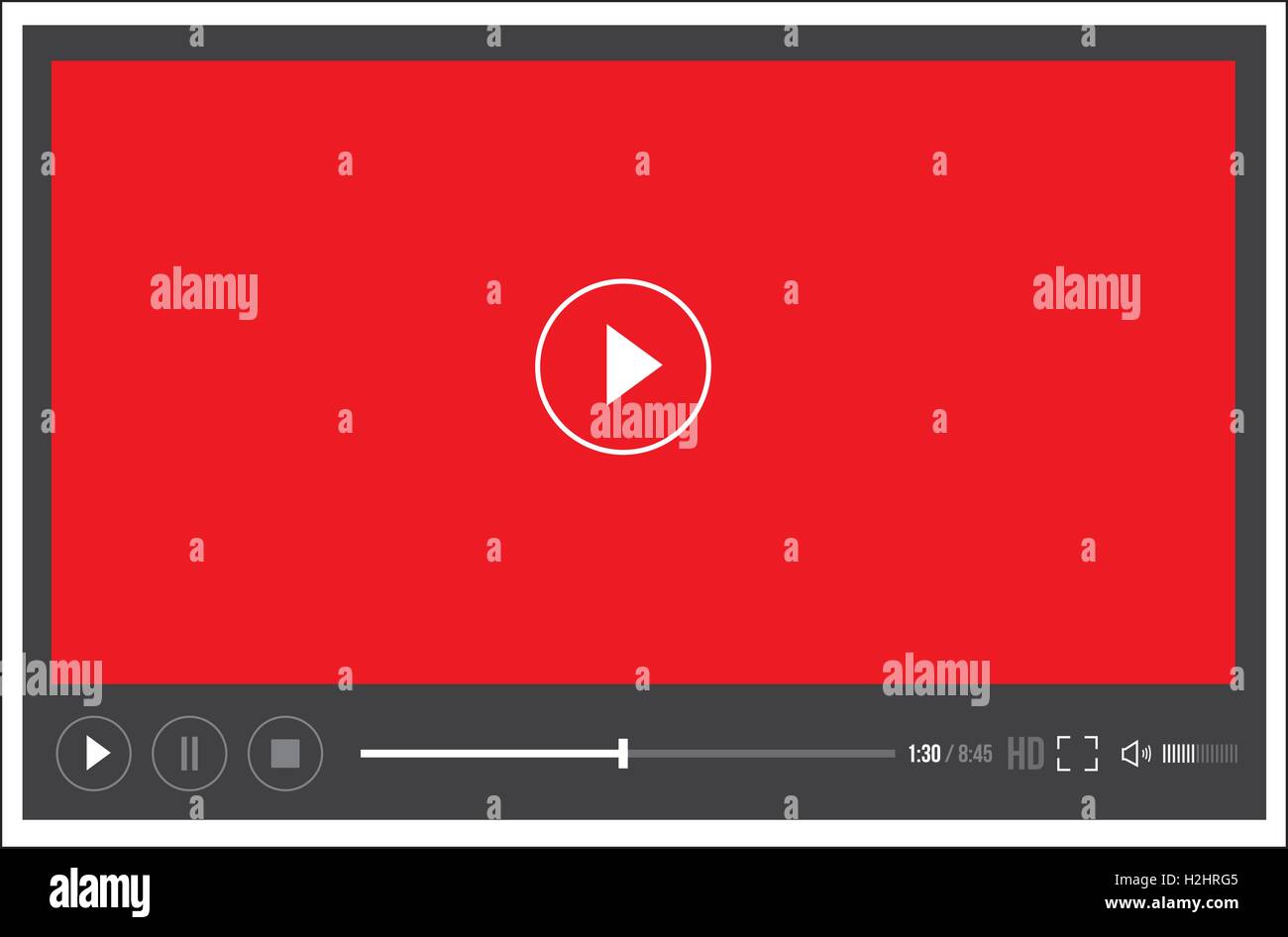 Moderne Web-flach video-Player-Schnittstelle - Vektor Stock Vektor